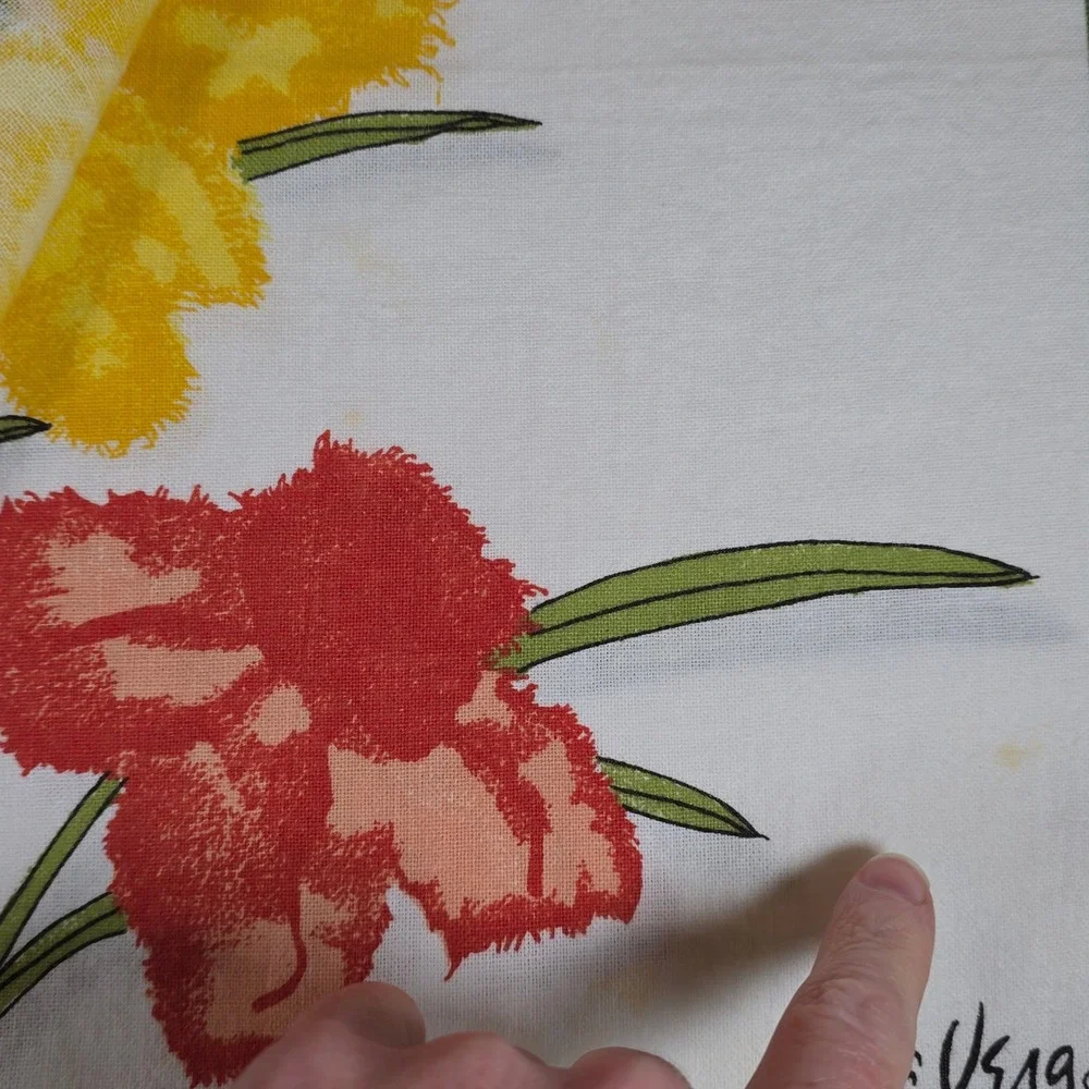 Vera Neumann Butterfly Floral White Napkins Set‎ of 7 16x16 Vintage MCM Ladybug